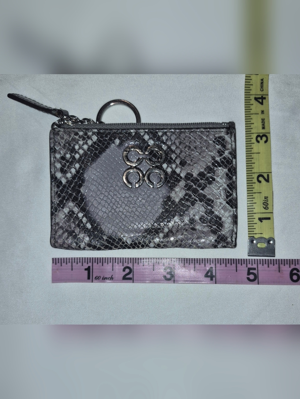 Coach Madison Python Embossed Key Chain Zippered Coin And Card Case - Picture 7 of 7
